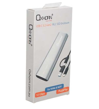 Oxhorn USB C 3.2 Gen 2 M.2 Enclosure NVMe NGFF (Dual Protocol) Support M key M.2 image 1