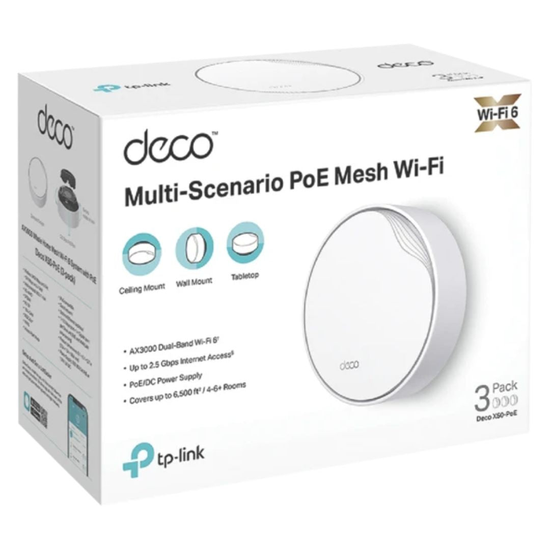 TP-Link Deco X50-PoE(3-pack) AX3000 Whole Home Mesh WiFi 6 System with PoE image 1