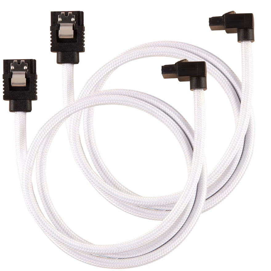 Corsair Premium Sleeved SATA 6Gbps 60cm 90° Connector Cable — White image 0