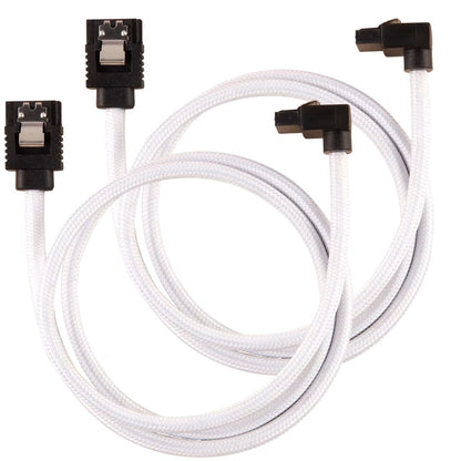 Corsair Premium Sleeved SATA 6Gbps 60cm 90° Connector Cable — White image 0