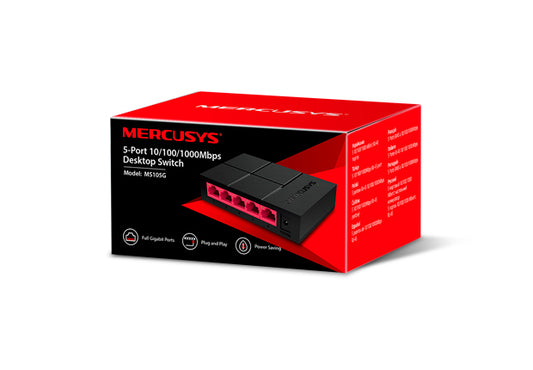 Mercusys MS105G 5-Port Gigabit Desktop Switch, 5x Gigabit Ports, Compact Design, image 0