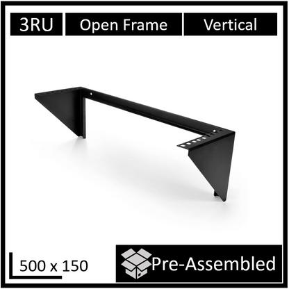 LDR Open Frame 3U Vertical Wall Mount Frame (500mm x 150mm) - Black Metal Constr image 0