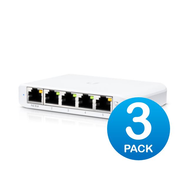Ubiquiti USW Flex Mini 3 Pack - Managed, UniFi, Layer 2 Gigabit Switch, 5x GbE R image 0