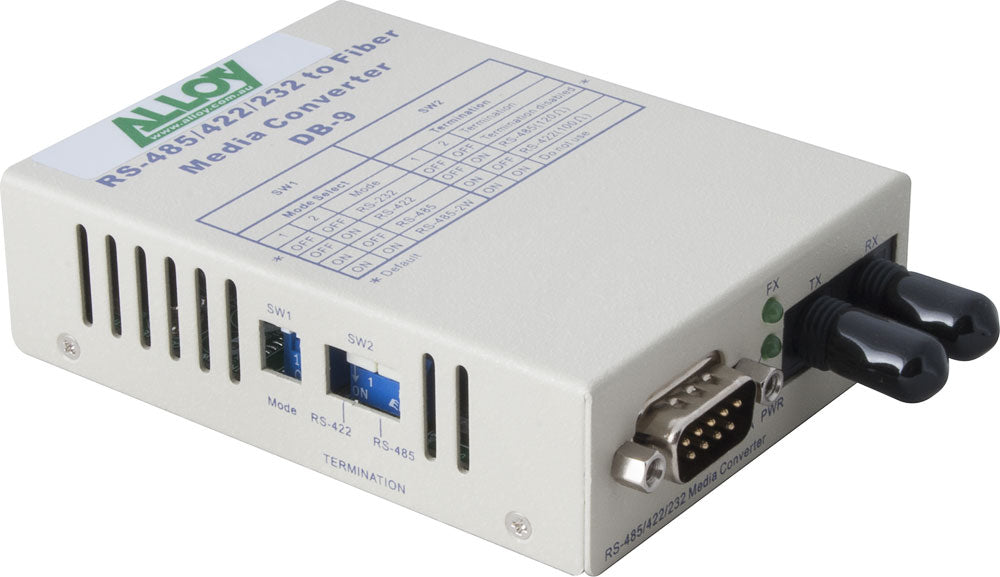 Alloy SCR460ST-1  RS-232/422/485 Serial DB-9 to Multimode Fibre Converter. Max. image 0