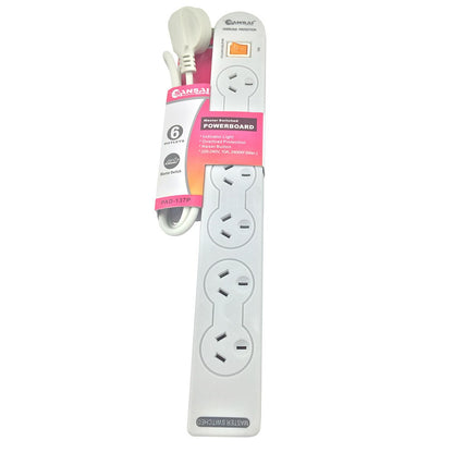 Sansai 6-Way Power Board (137P) with Master Switch Overload Protecte Reset butto image 1