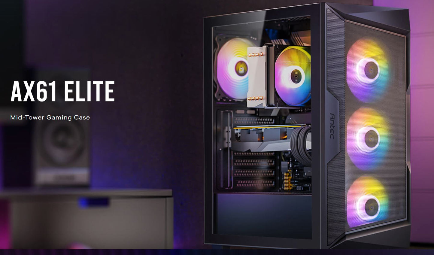 Antec AX61 Elite ATX, 4x ARGB 120mm Fans included, Up to 8x 120mm. 360mm Radiato image 0