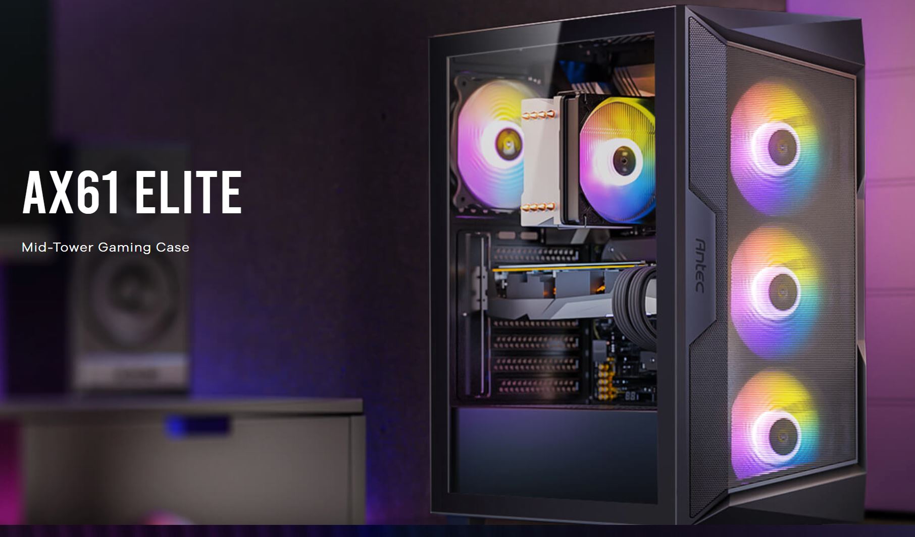 Antec AX61 Elite ATX, 4x ARGB 120mm Fans included, Up to 8x 120mm. 360mm Radiato image 0