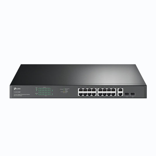 TP-Link TL-SG1218MP 18-Port Gigabit Rackmount Switch With 16 PoE+ & 2 SFP Slots image 0