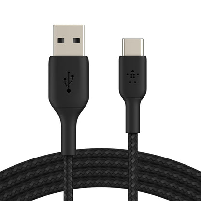 Belkin BoostCharge Braided USB-C to USB-A Cable (3M) - Black (CAB002bt3MBK), 15W image 0