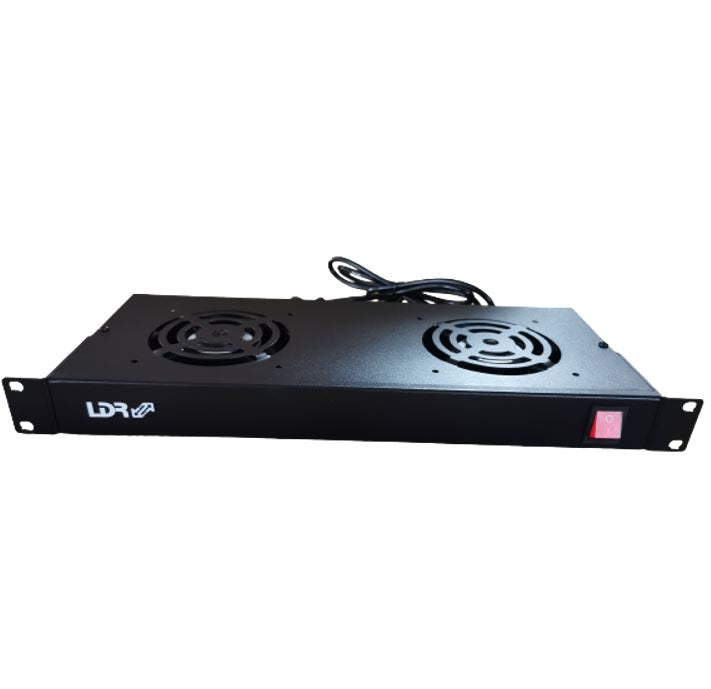LDR 2 Way Rackmountable Fan Kit with power switch - 2x Fans - 1U Size - Black Me image 0