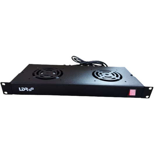 LDR 2 Way Rackmountable Fan Kit with power switch - 2x Fans - 1U Size - Black Me image 0