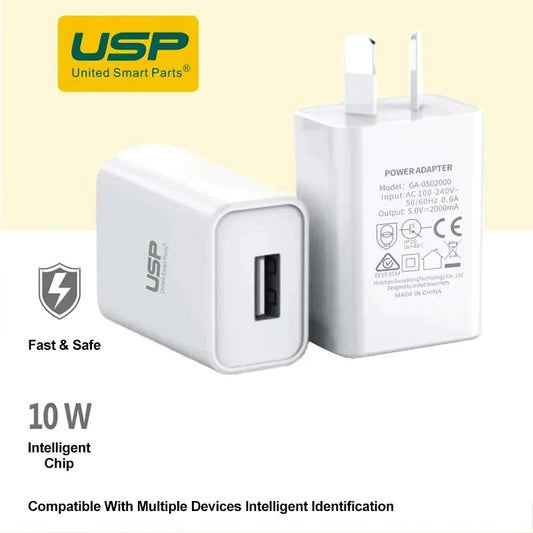 USP 10W USB-A Fast Wall Charger White - Intelligent Chip, Smart Charging, Output image 0