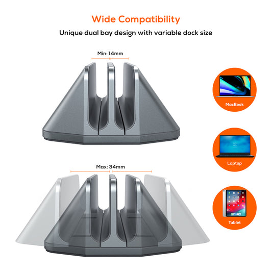mbeat®  Stage S5 Adjustable Dual Bay Tablet, Laptop and MacBook Vertical Stand image 1