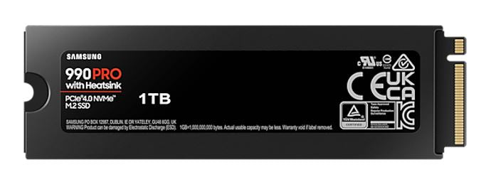 Samsung 990 Pro 1TB with Heatsink Gen4 NVMe SSD 7450MB/s 6900MB/s R/W 1550K/1200 image 1