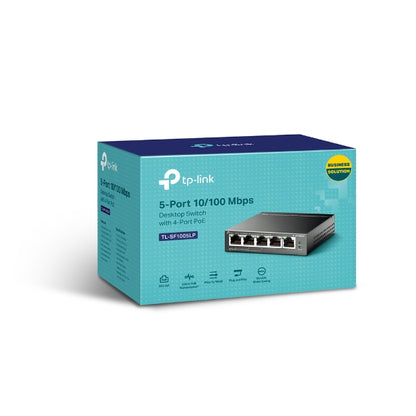 TP-Link TL-SF1005LP 5-Port 10/100Mbps Desktop Switch with 4-Port PoE 41W IEEE 80 image 0