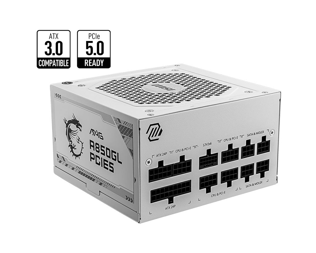 MSI MAG A850GL PCIE5 WHITE 850W Up to 90% (80 Plus Gold) ATX Power Supply Unit ( image 0