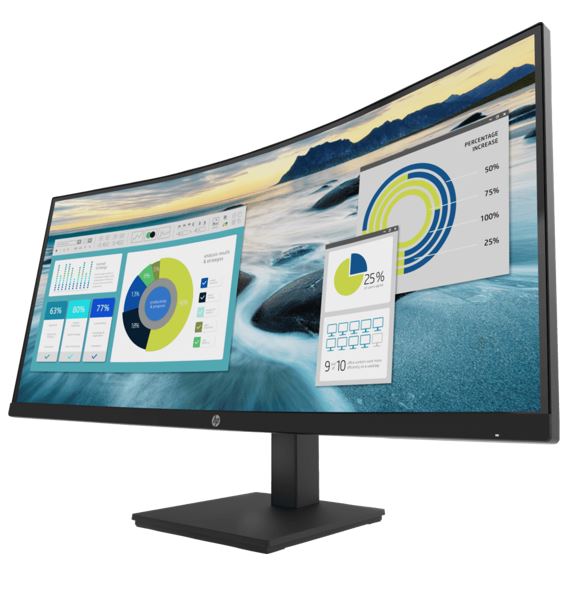HP P34hc G4 34' WQHD 4K CURVED 21:9 3440x1440 Height Adjust Tilt USB-C (65W PD) image 1