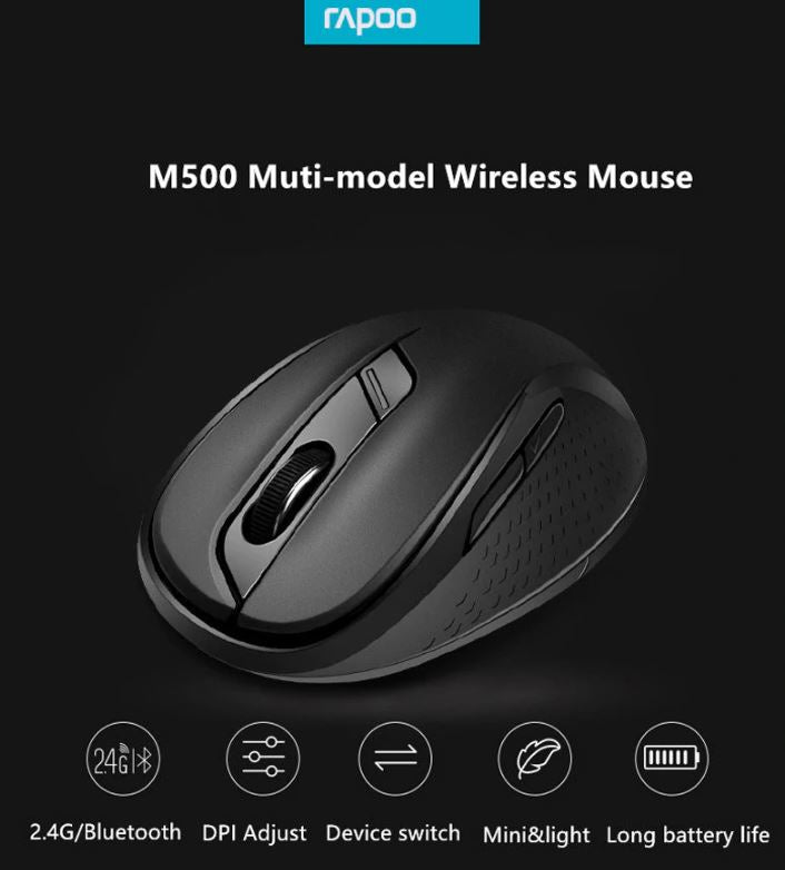RAPOO M500 Multi-Mode, Silent, Bluetooth, 2.4Ghz, 3 device Wireless Optical Mous image 1