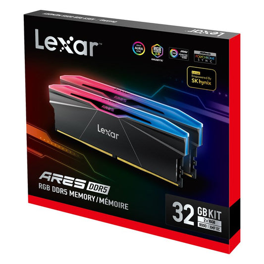 Lexar LD5U16G80C38BR-RGD ARES 2nd Gen U-DIMM DDR5 8000 32GB Kit (16GB*2),CL38, image 0