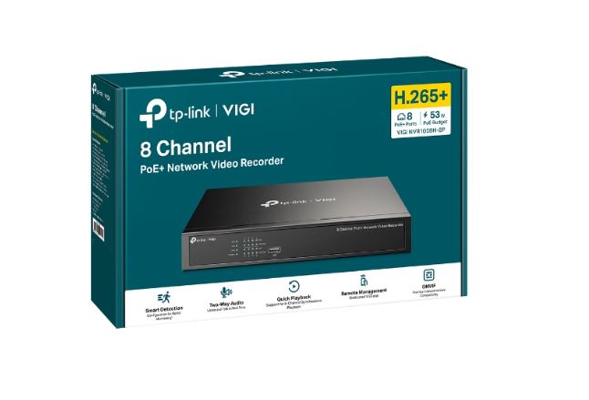 TP-Link VIGI NVR1008H-8P 8 Channel PoE+ Network Video Recorder, 53W PoE Budget, image 0