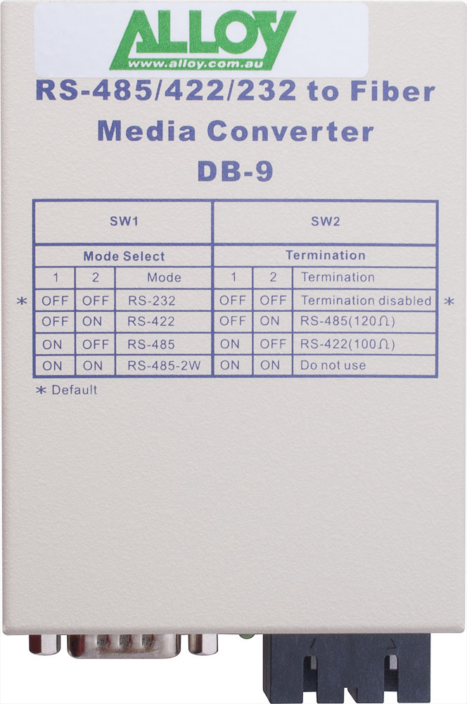 Alloy SCR460SC-1 RS-232/422/485 Serial DB-9 to Multimode Fibre Converter. Max. r image 2
