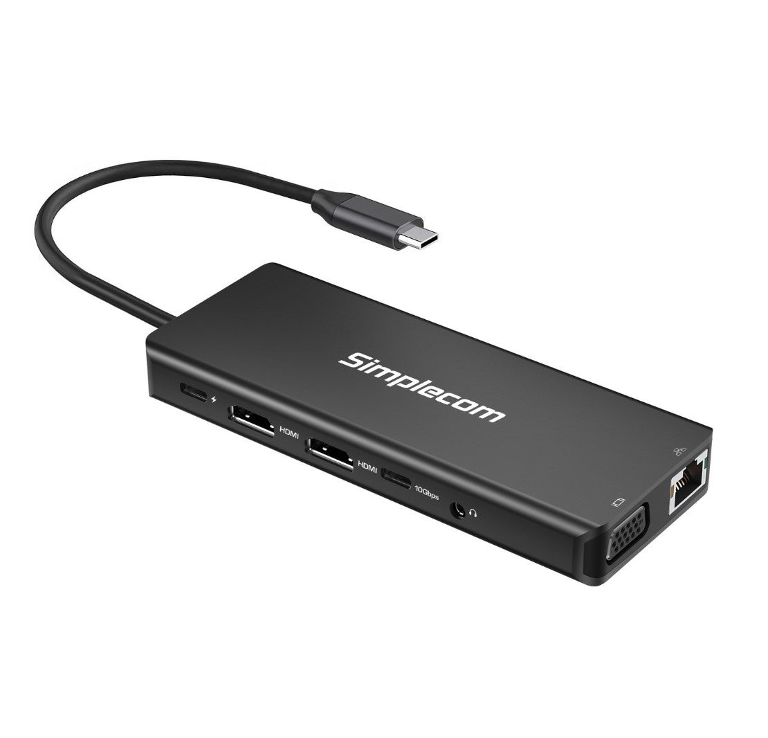 Simplecom CHN613 USB-C 13-in-1 Multiport Docking Station Dual HDMI + VGA Triple image 0
