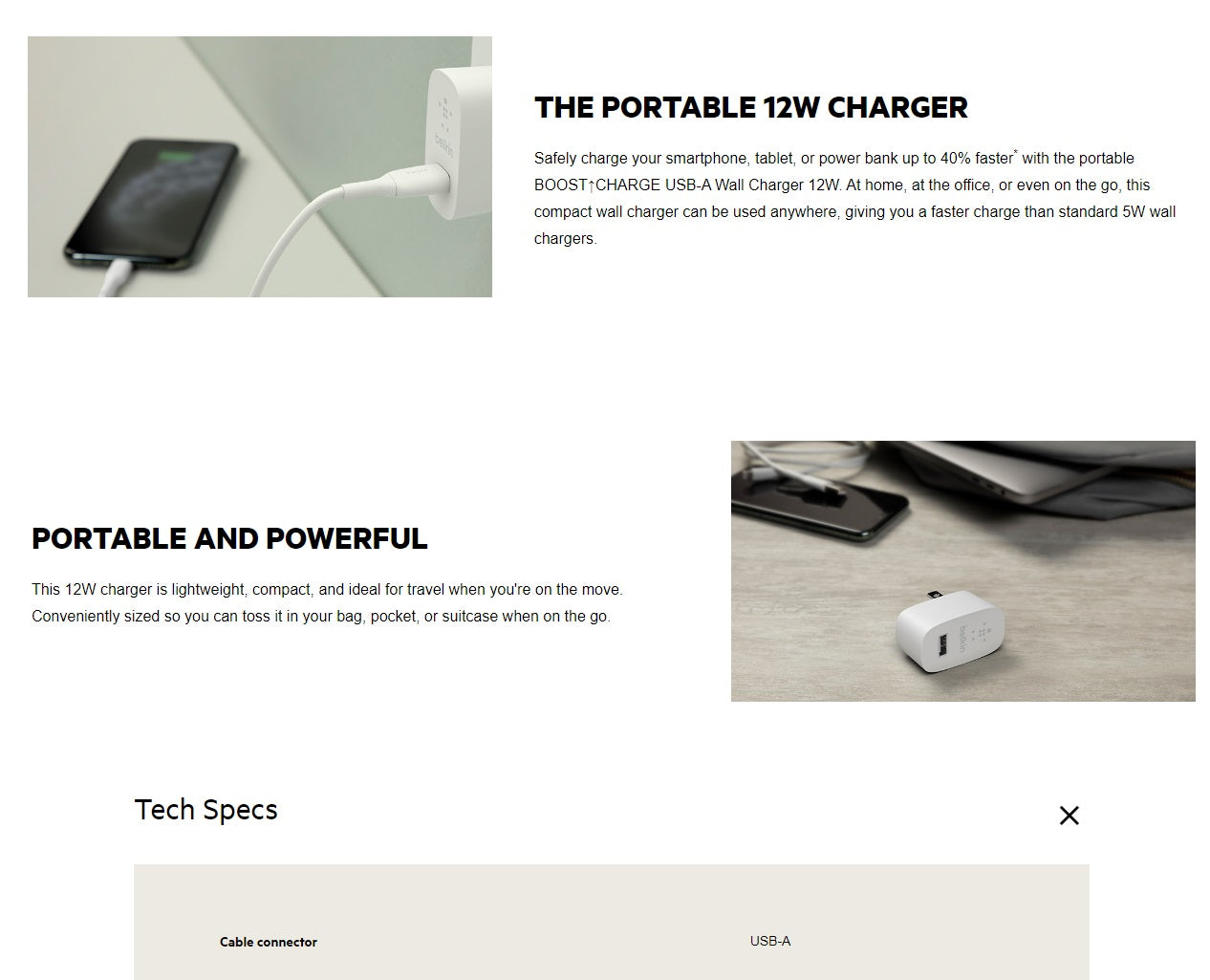 Belkin BoostCharge USB-A Wall Charger (12W) - White(WCA002auWH),Compatible with image 3