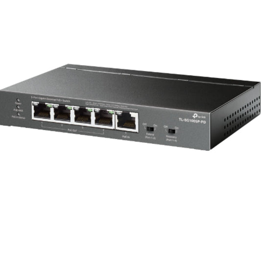 TP-Link TL-SG1005P-PD 5-Port Gigabit Desktop PoE+ Switch with 1-Port PoE++ In an image 1