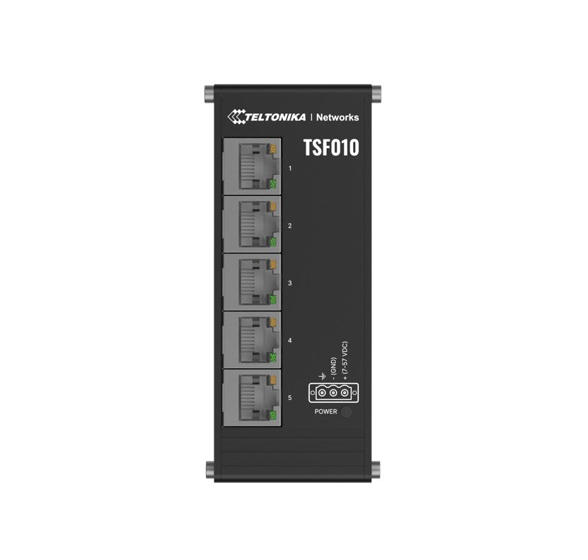 Teltonika Flat Ethernet Switch, 3-Pin Power Input, Flat and compact design, Plug image 2