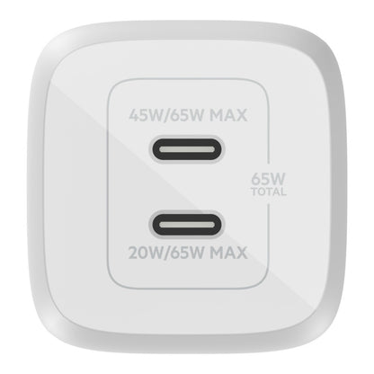 Belkin BoostCharge Pro Dual USB-C GaN Wall/Laptop Charger with PPS 65W - White(W image 0