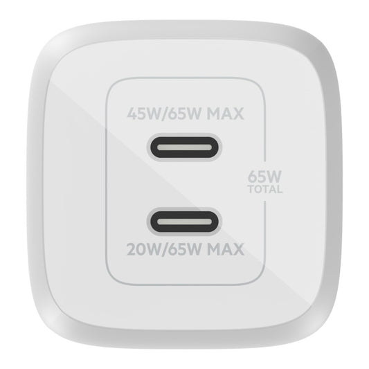 Belkin BoostCharge Pro Dual USB-C GaN Wall/Laptop Charger with PPS 65W - White(W image 0
