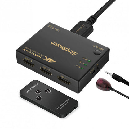 Simplecom CM303 Ultra HD 3 Way HDMI Switch 3 IN 1 OUT Splitter 4K@60Hz image 0