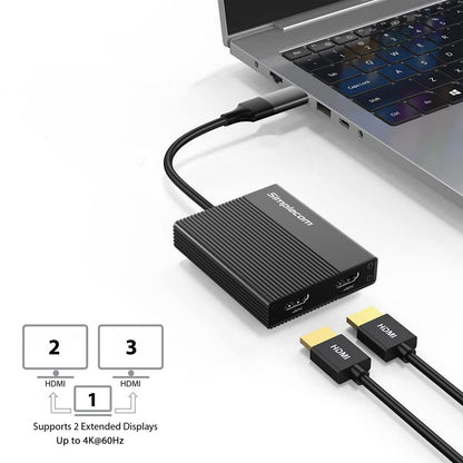 Simplecom DA369 USB 3.0 or USB-C to Dual 4K HDMI 2.0 Display Adapter for 2x 4K@6 image 3