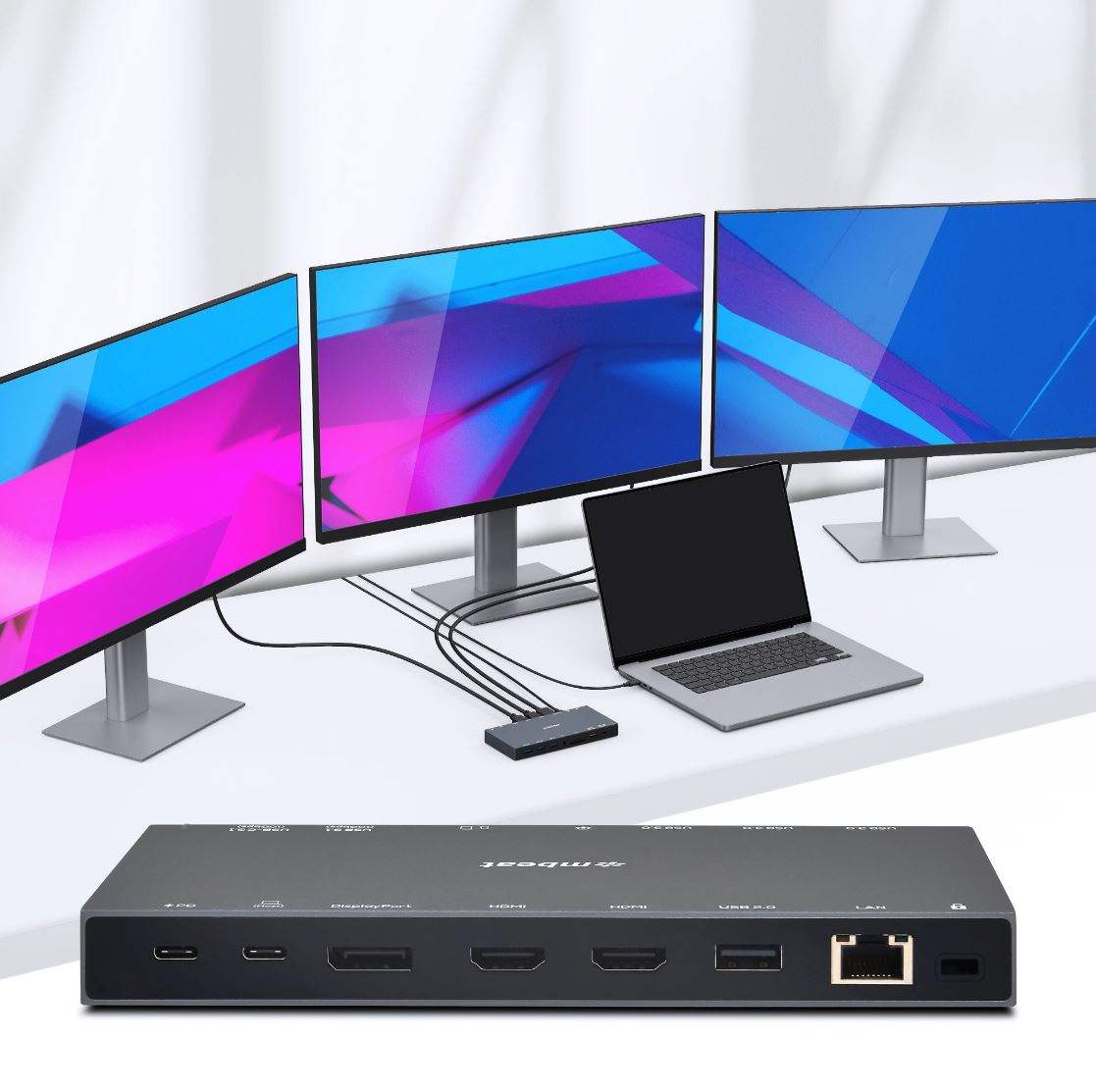 mbeat 15-in-1 Triple Display USB-C Docking Station 2x HDMI 1x DP 1x 100W PD 3.0 image 2