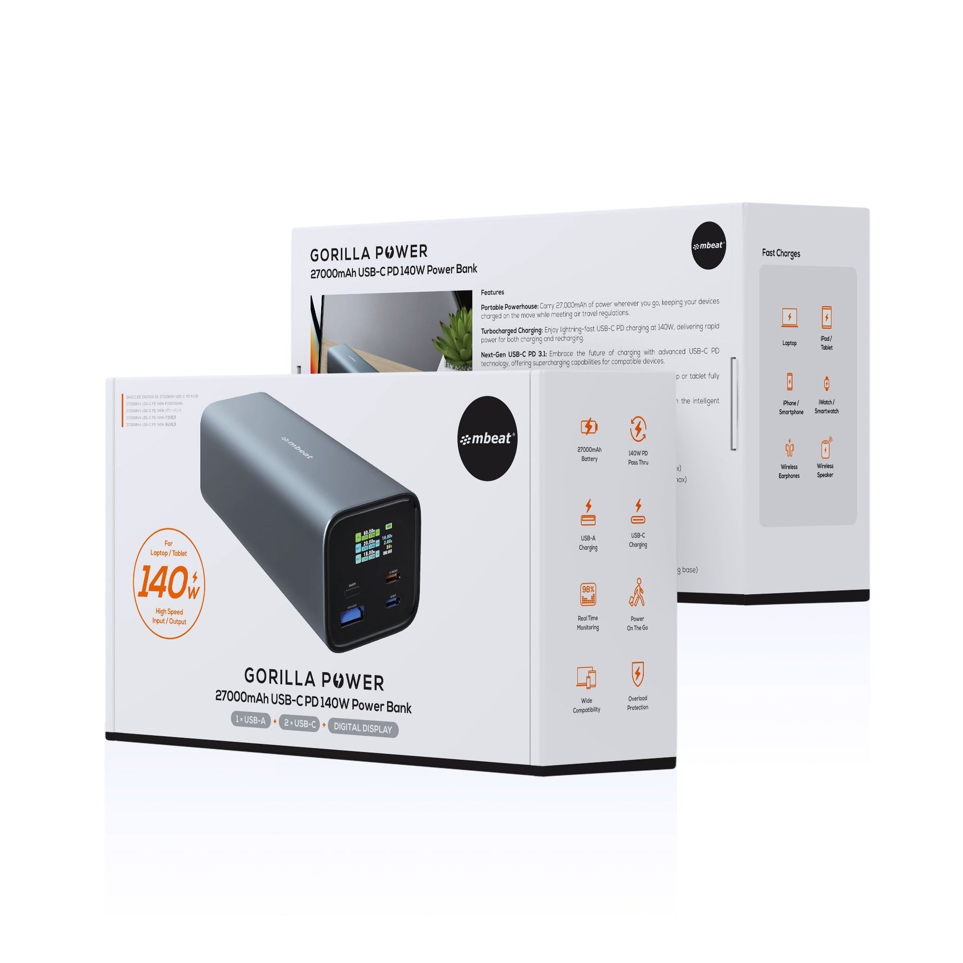 mbeat Gorilla Power 27000mAh USB-C PD 140W Power Bank for Laptop/Tablet/Smartpho image 3