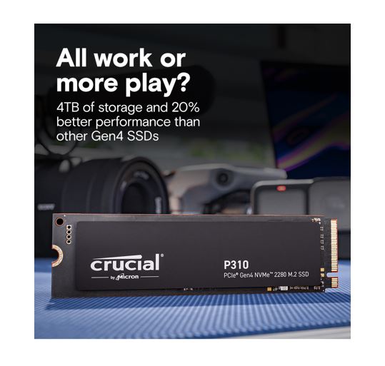 Crucial P310 4TB Gen4 2280 NVMe SSD 7100/6000 MB/s R/W 800TBW 1000K/1000K IOPS 1 image 2