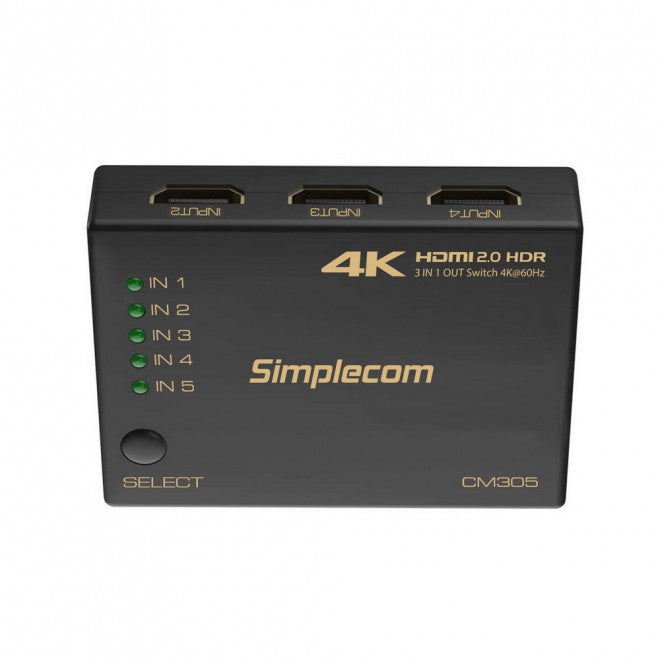 Simplecom CM305 Ultra HD 5 Way HDMI Switch 5 IN 1 OUT Splitter 4K@60Hz image 1