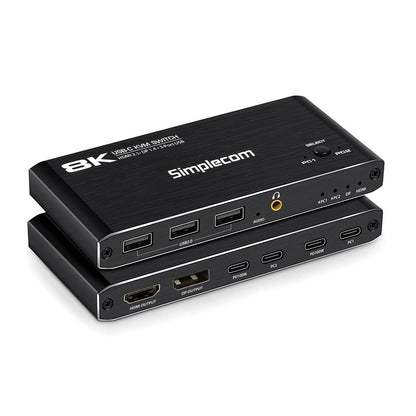 Simplecom KM470 2-Port USB-C KVM Switch 8K Docking Station HDMI 2.1 DP for Lapto image 0
