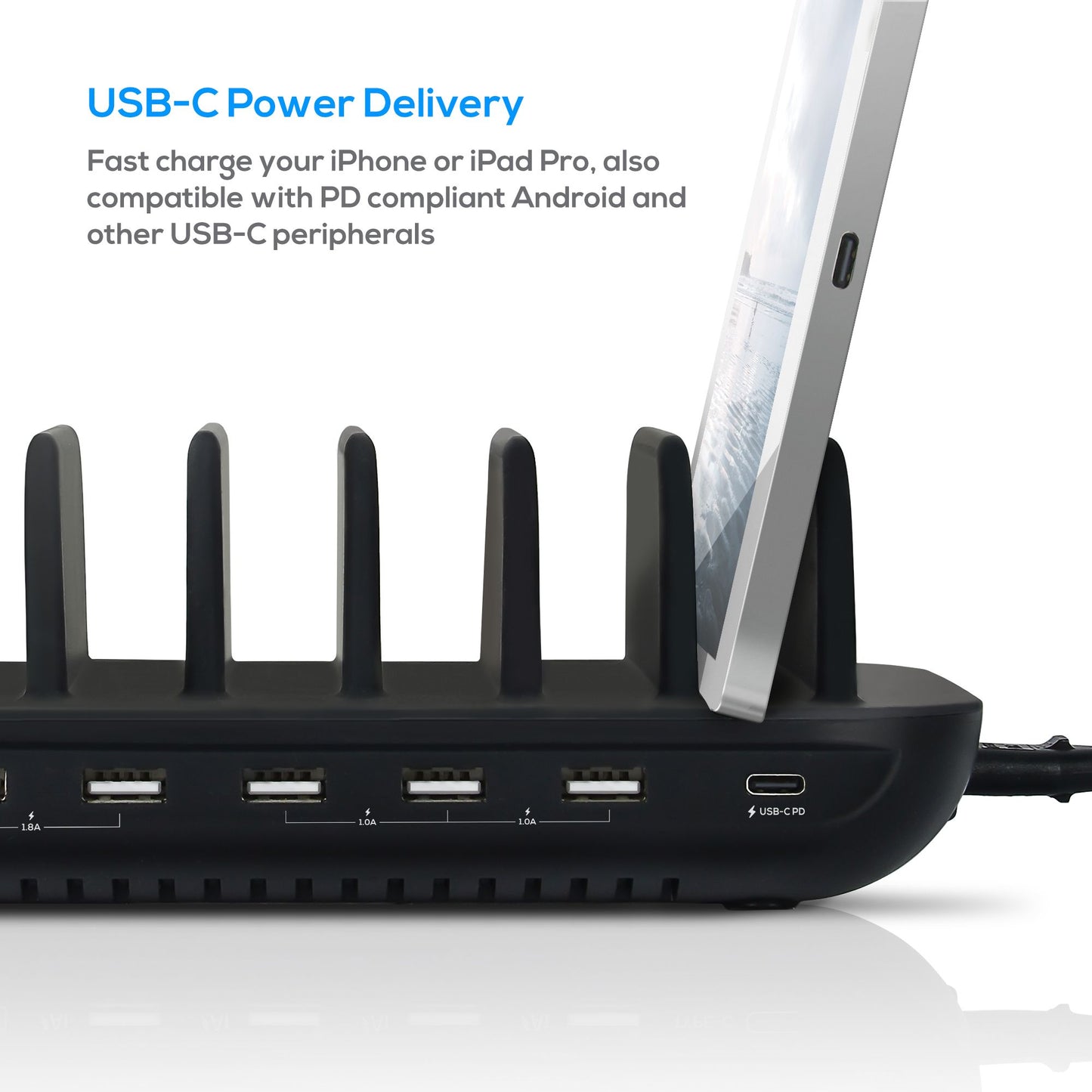 mbeat® Gorilla Power 60W 7 Port USB-C & USB Charging Station image 2