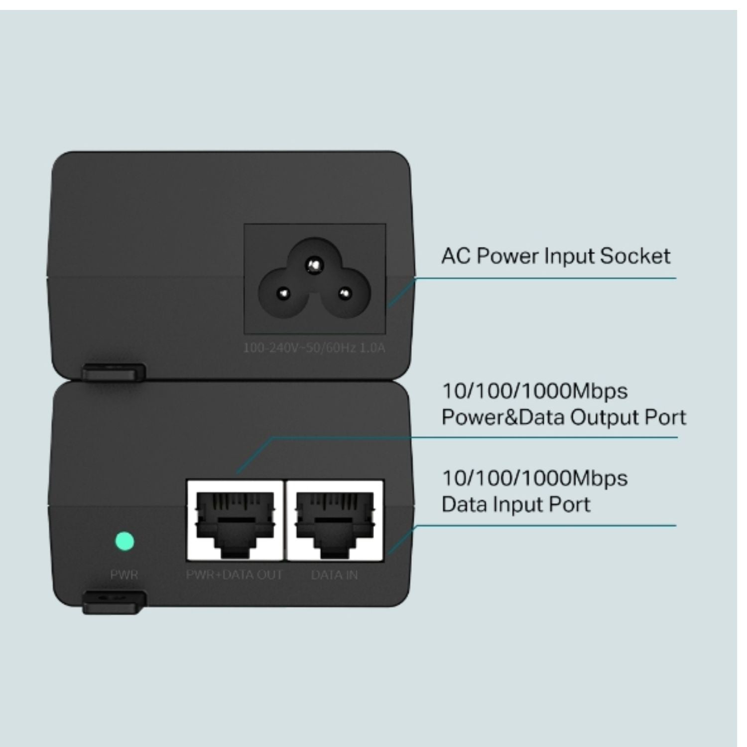 TP-Link TL-POE160S Omada PoE+ Injector, 2 Gigabit Ports, 802.3af/at, Integrated image 2
