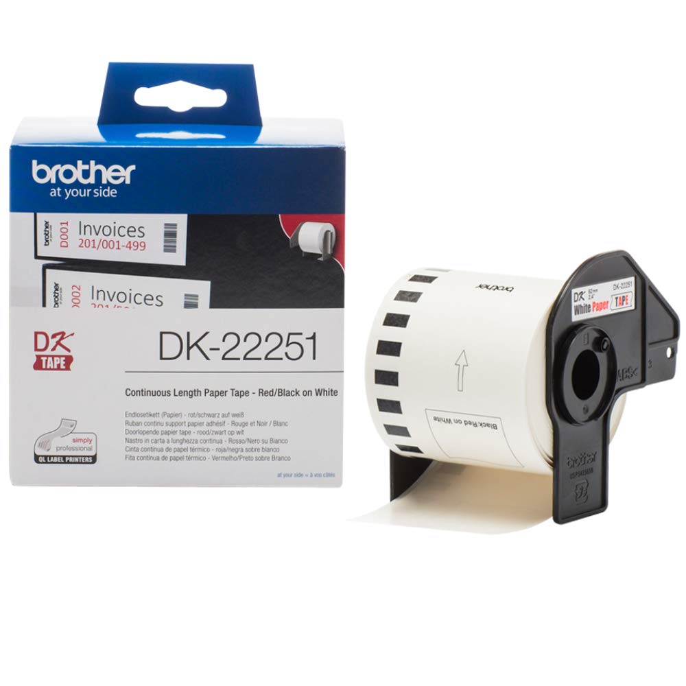 Brother DK-22251 Consumer Paper Roll - PAPER ROLL 62MM X 15.24M (WITH BLACK/RED image 0