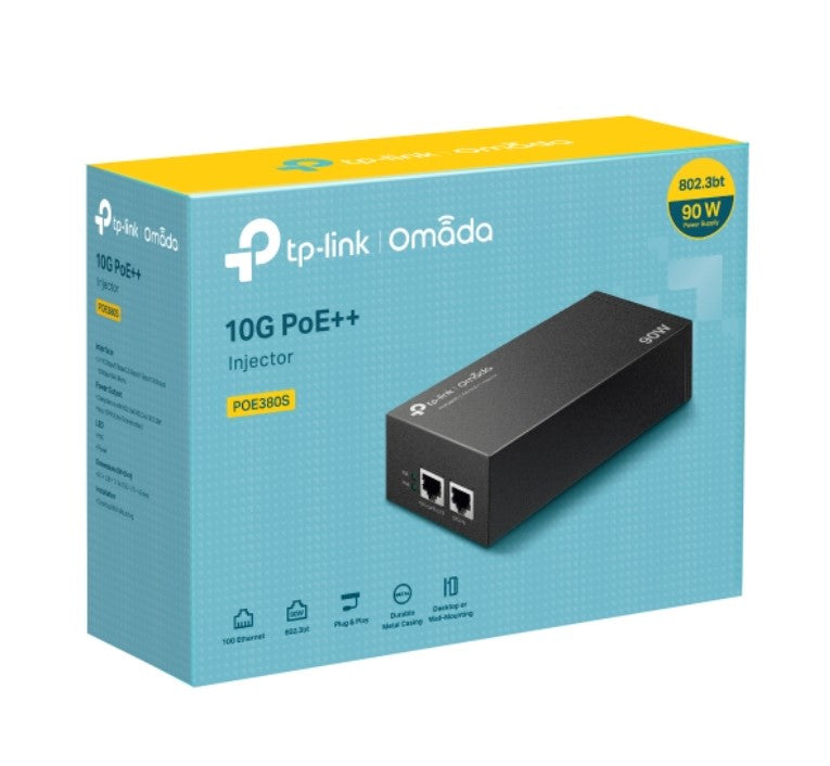 TP-Link POE380S Omada 10G PoE++ Injector PORT: 1× 10Gbps PoE Port, 1× 10Gbps N image 0