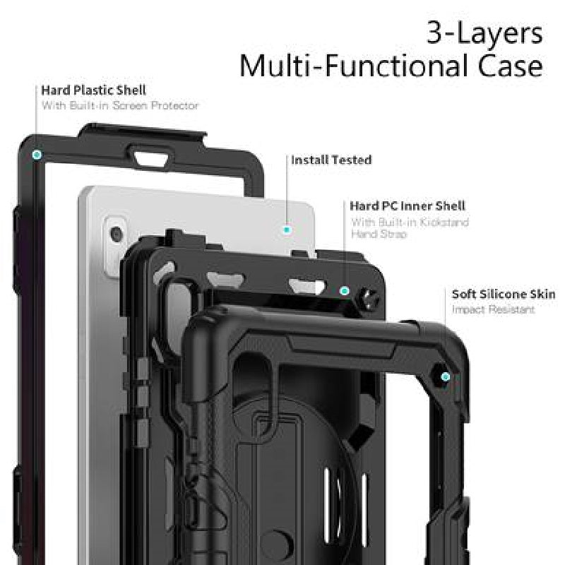 Generic Rugged Lenovo Tab M9 (9') Case + Screen Protector Black - Built-in-Kicks image 2
