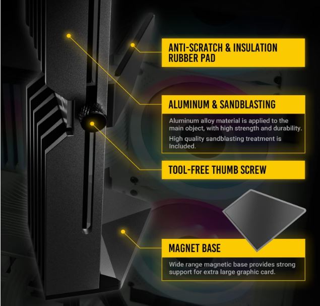 Antec RGB GPU Support Bracket, Graphics Card Holder, Addressable RGB 5V 3PIN RGB image 1