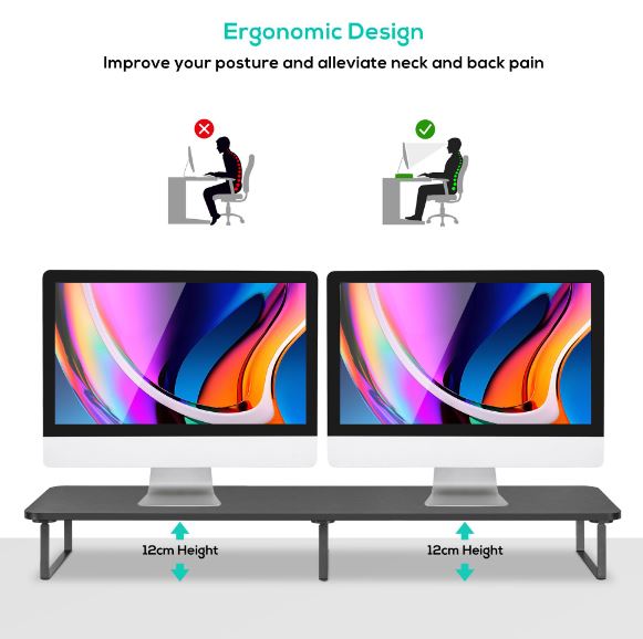 mbeat® activiva Black Dual Monitor Riser image 1