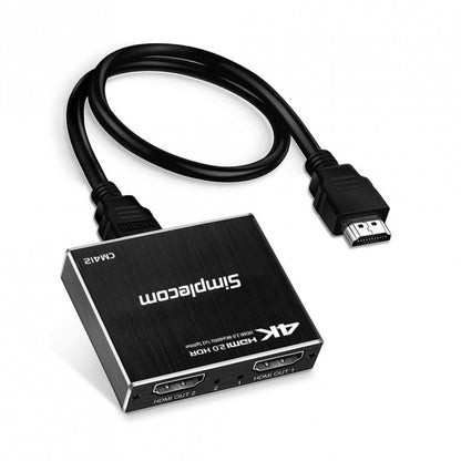 Simplecom CM412 HDMI 2.0 1x2 Splitter 1 IN 2 Out 4K@60Hz HDR10 2 Port HDMI Dupli image 0
