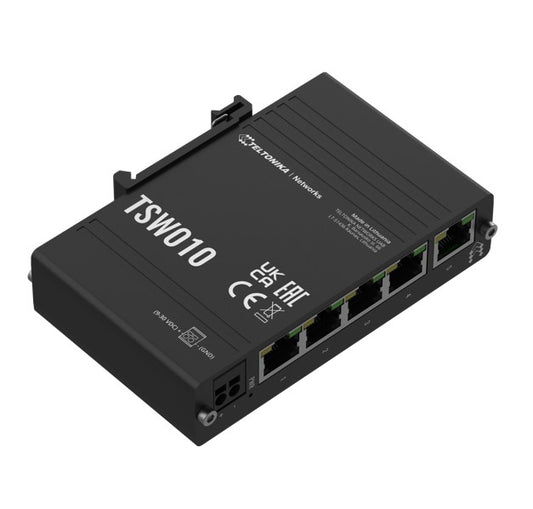 Teltonika DIN Rail Ethernet Switch, 5x Ethernet ports with speeds of up to 100 M image 1