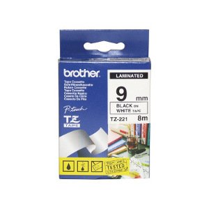 Brother TZ-221 Laminated Black printing on White Tape (9mm Width 8 Metres in Len image 0