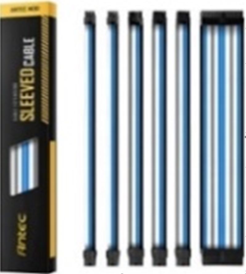 Antec PSU -  Sleeved Extension Cable Kit V2 - Blue / White / Black . 24PIN ATX, image 0