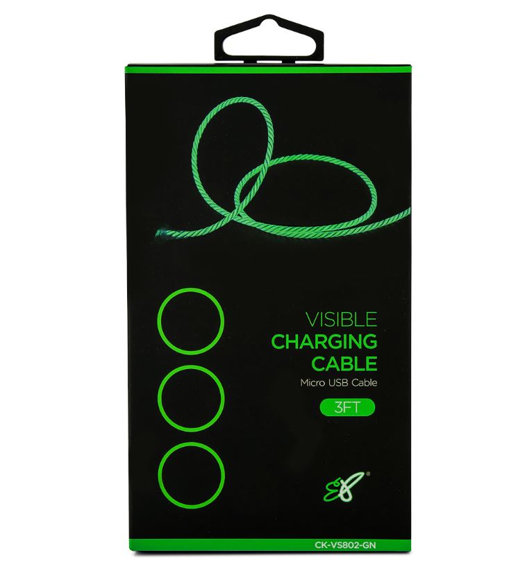 Astrotek 1m LED Light Up Visible Flowing Micro USB Charger Data Cable Green Char image 2